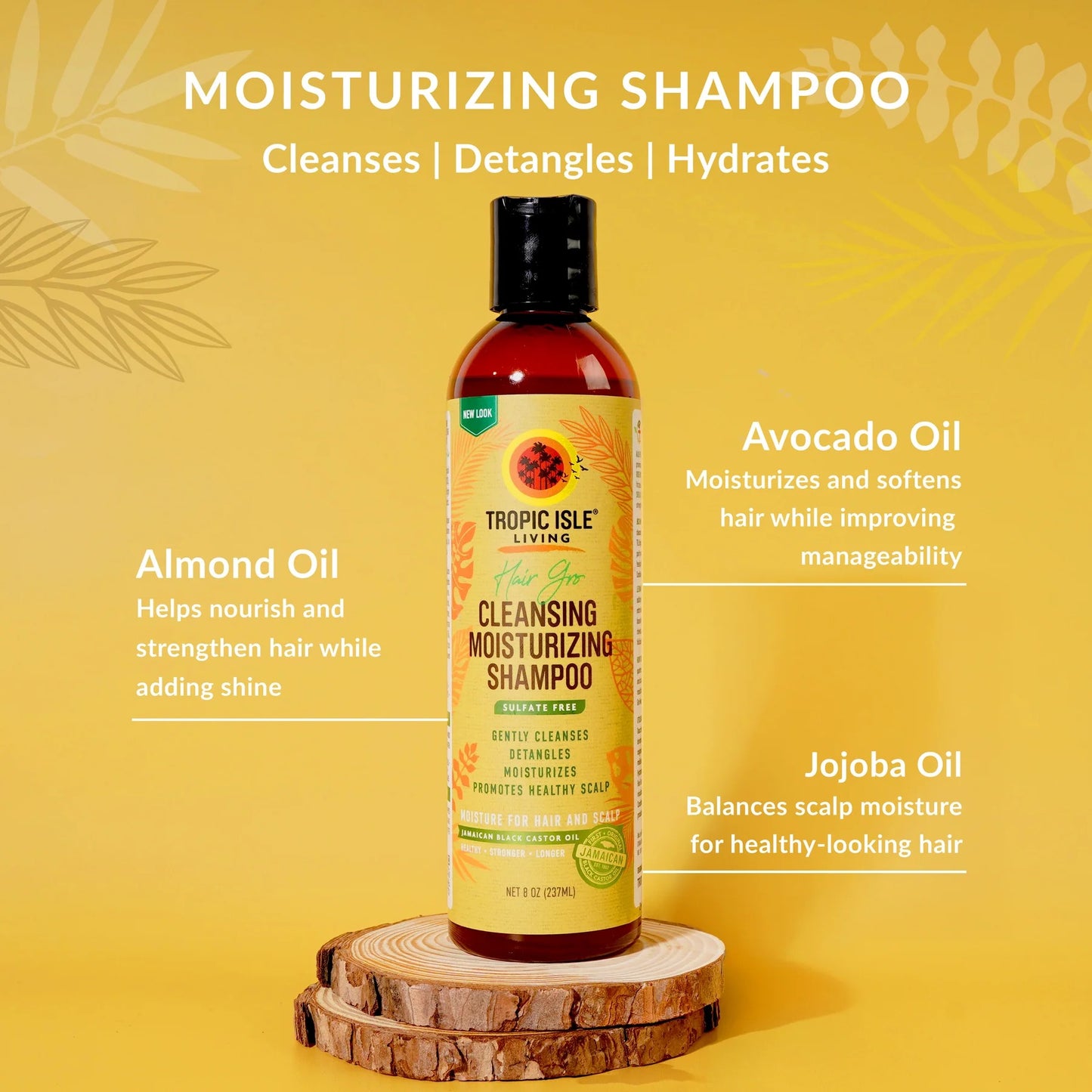 Tropic Isle Hair Gro Cleansing Moisturizing Shampoo 8oz