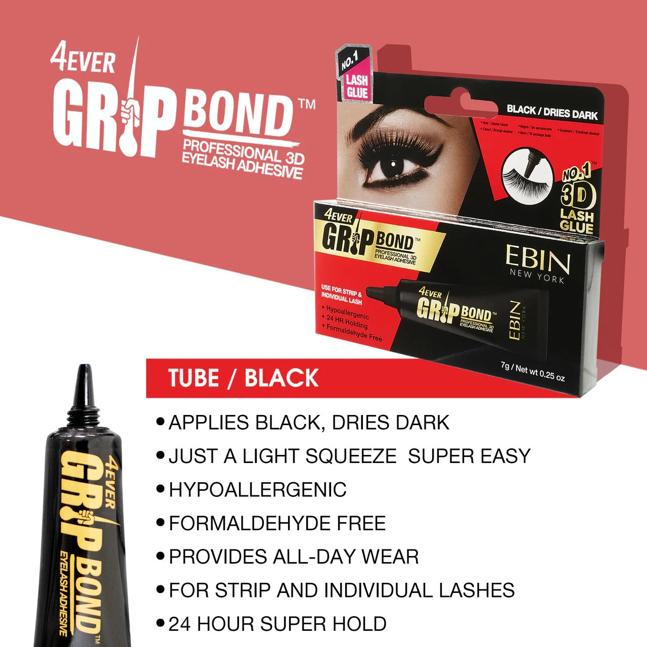 EBIN Grip Bond Eyelash Adhesive Black Tube