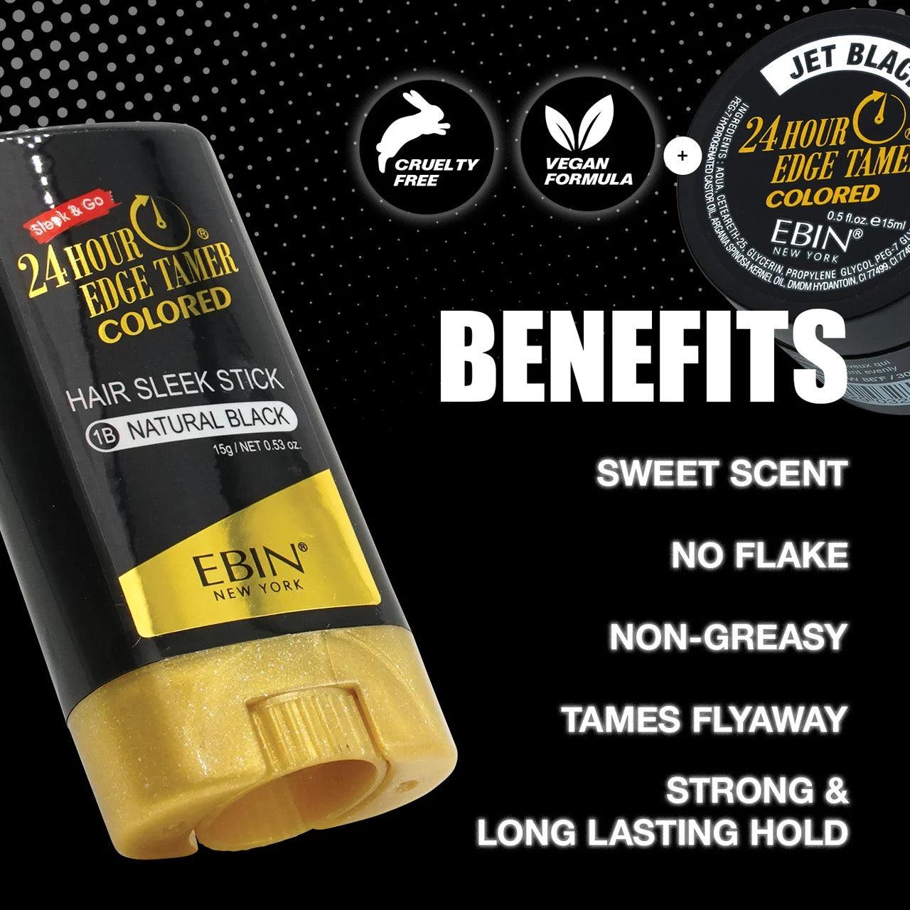 EBIN 24 Hour Colored Sleek Stick Natural Black 0.5 oz