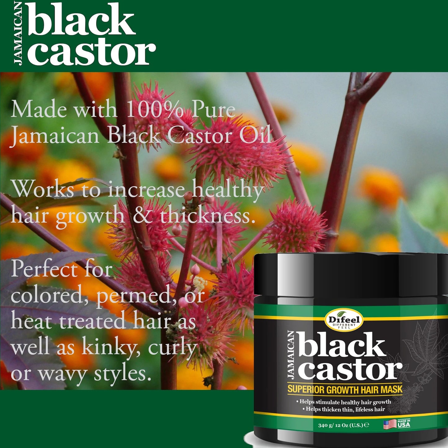 Difeel Premium Hair Mask Black Castor Oil Packet 1.75 oz