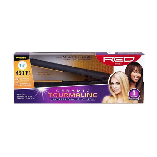RED Ceramic Tourmaline Flat Iron 1-1/4" Wet to Dry