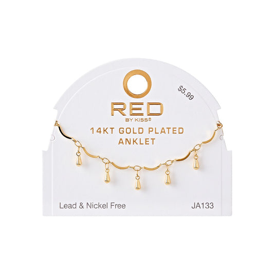 RED Gold Fashion Anklet - Charm Teardrop