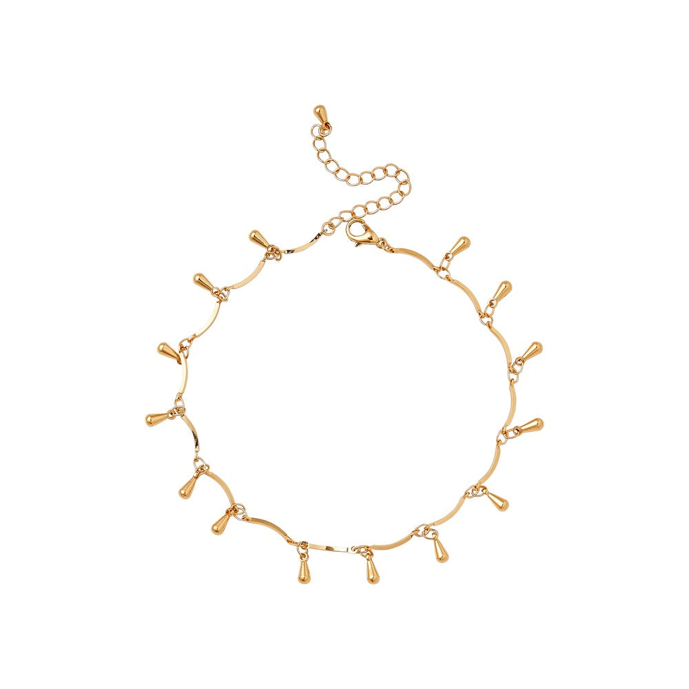 RED Gold Fashion Anklet - Charm Teardrop