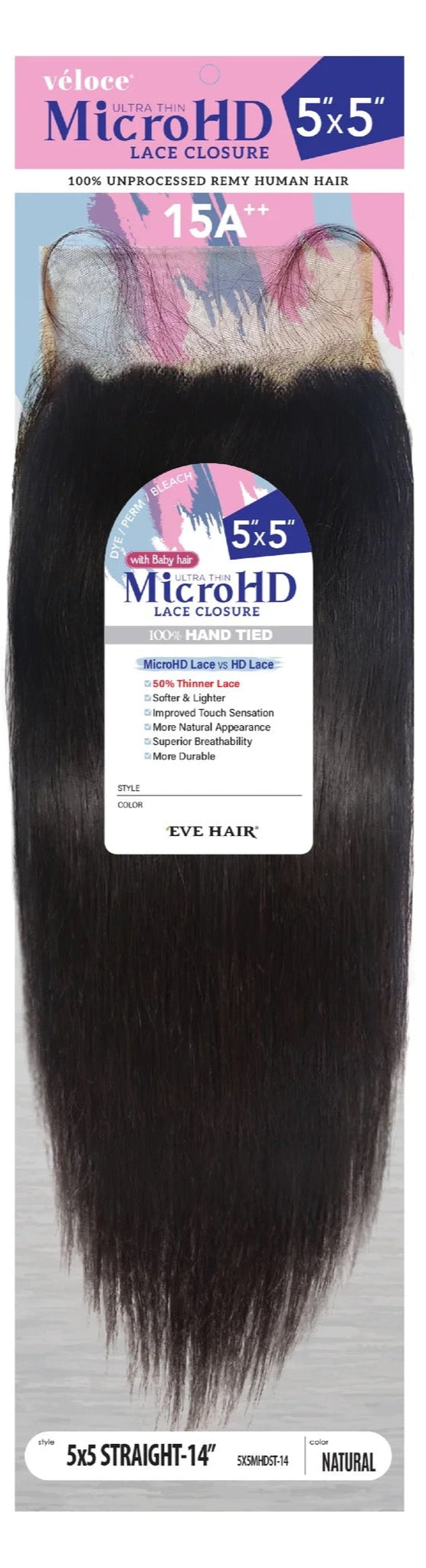 EVE Veloce 5X5 Micro HD Closure Straight