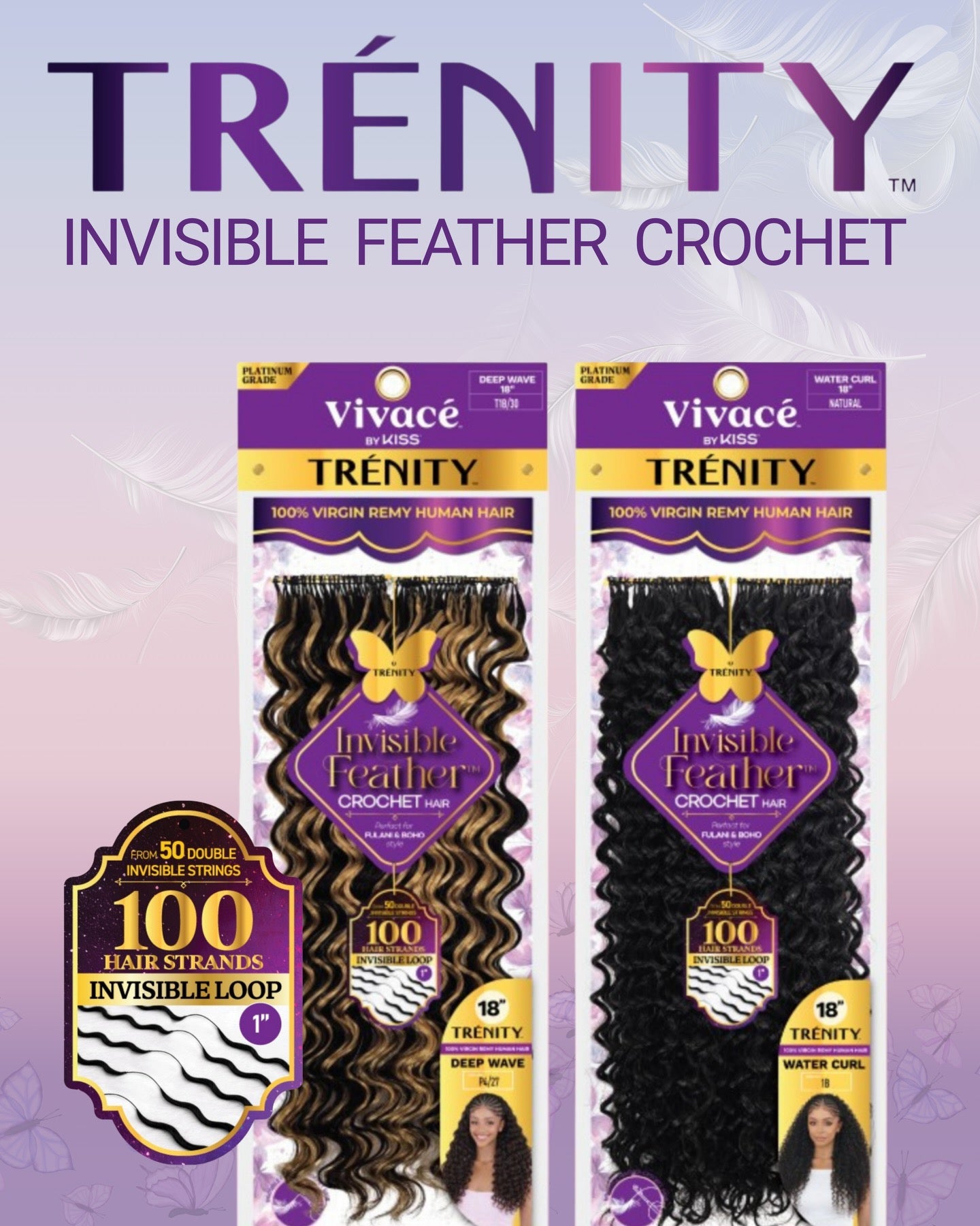 Vivace Trenity Invisible Feather Crochet Water Curl 18"