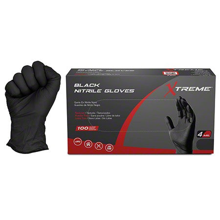 Xtreme Black Nitrile Disposable Gloves 100 Count Black