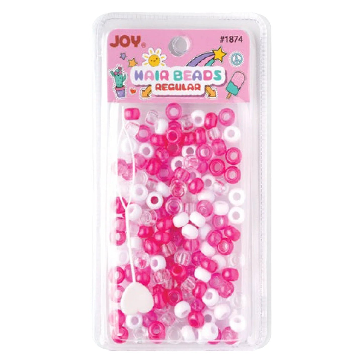 Joy Hair Beads Small Package 01874 Asst Colors White, Clear, Pearl Pink, Transparent Pink