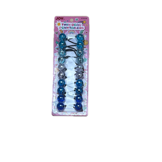 Joy Twin Beads Ponytailers Bobos 20mm 16208 Asst Blue