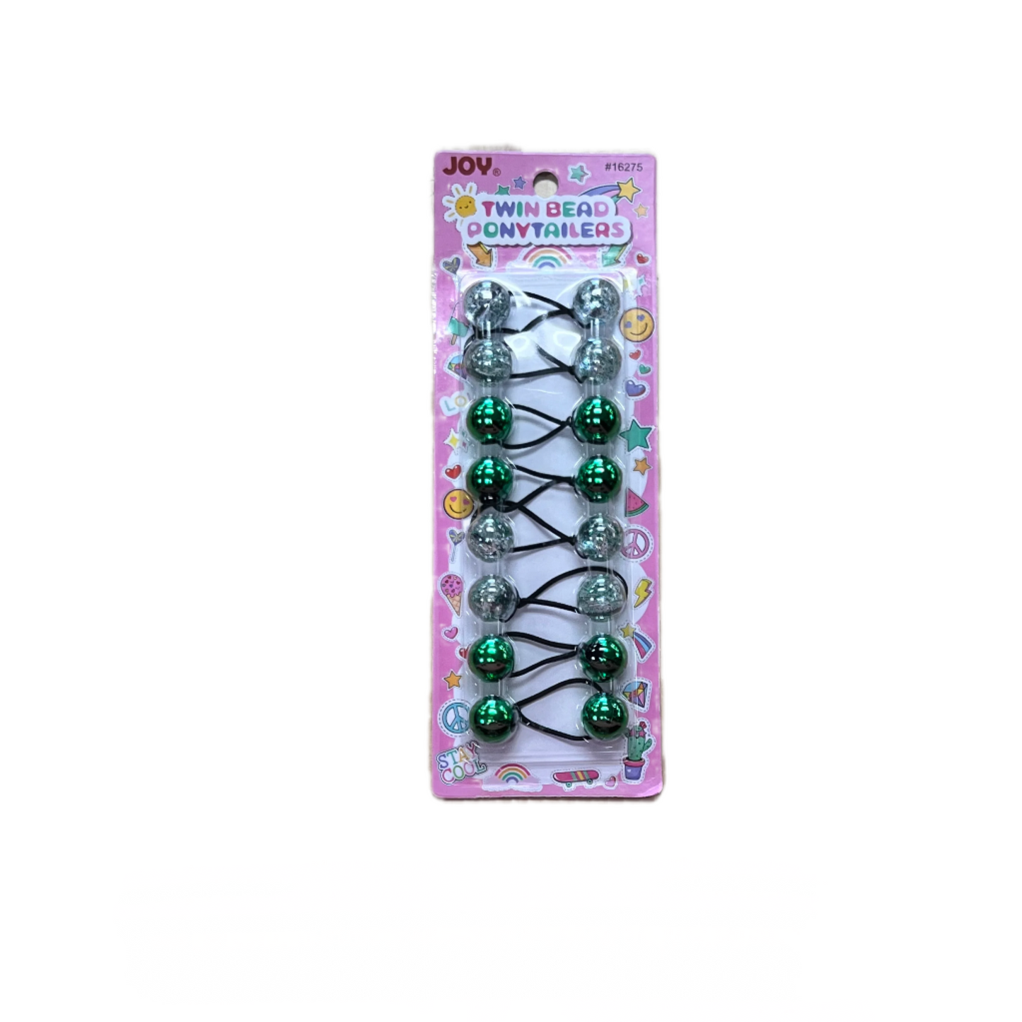 Joy Twin Beads Ponytailers Bobos 20mm 16275 Glitter Metallic Green