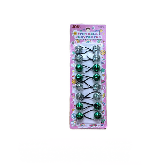 Joy Twin Beads Ponytailers Bobos 20mm 16275 Glitter Metallic Green