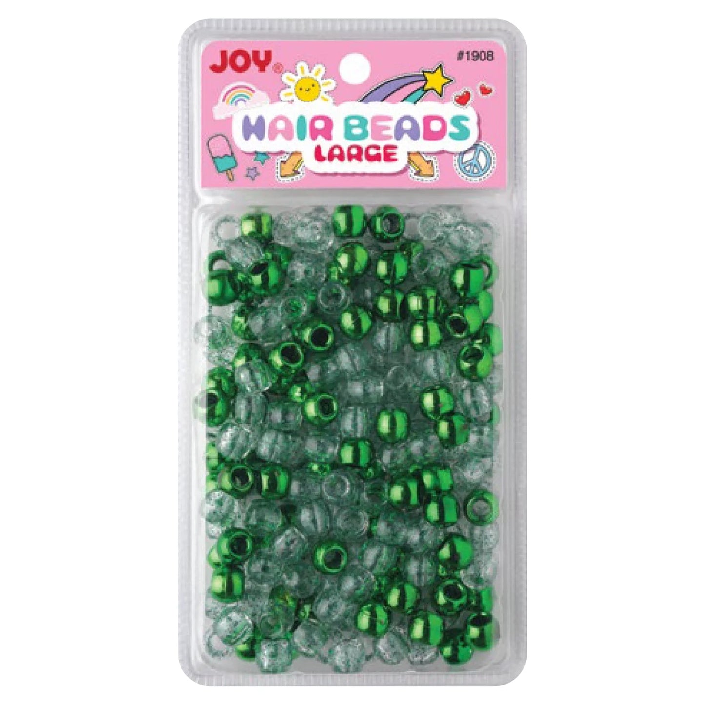 Joy Hair Beads Metallic 01908 Green Metallic and Glitter