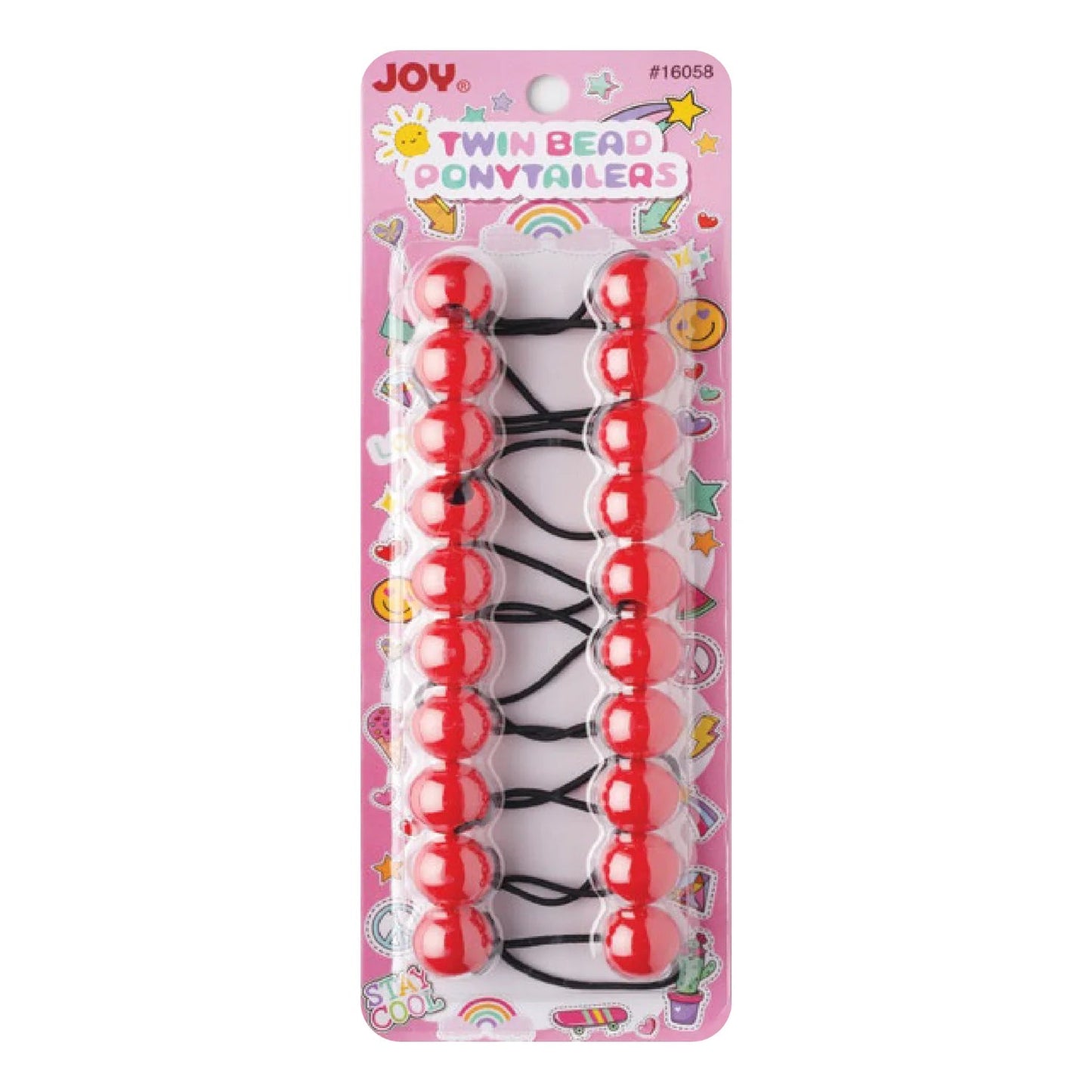 Joy Twin Beads Ponytailers Bobos 20mm 16058 Red