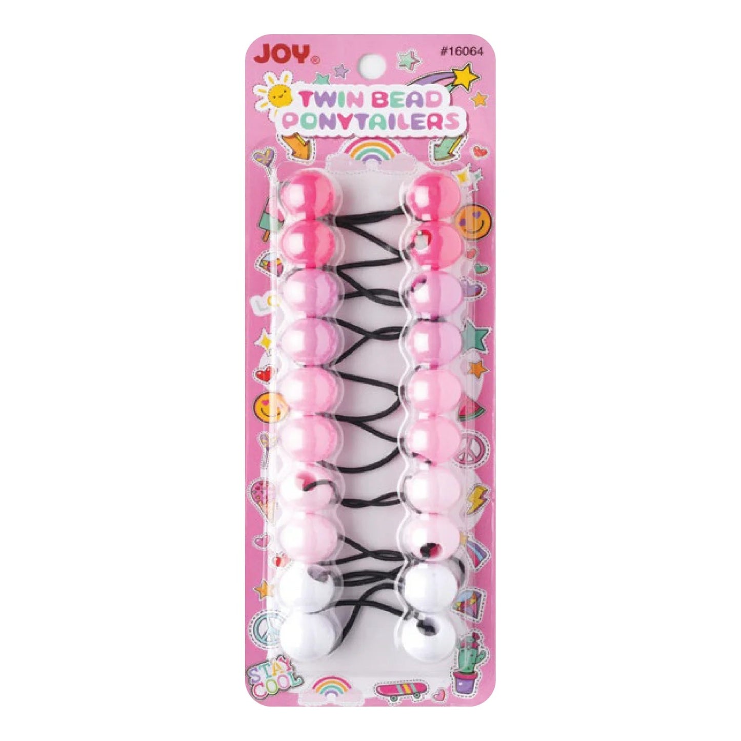 Joy Twin Beads Ponytailers Bobos 20mm 16064 Asst Pink