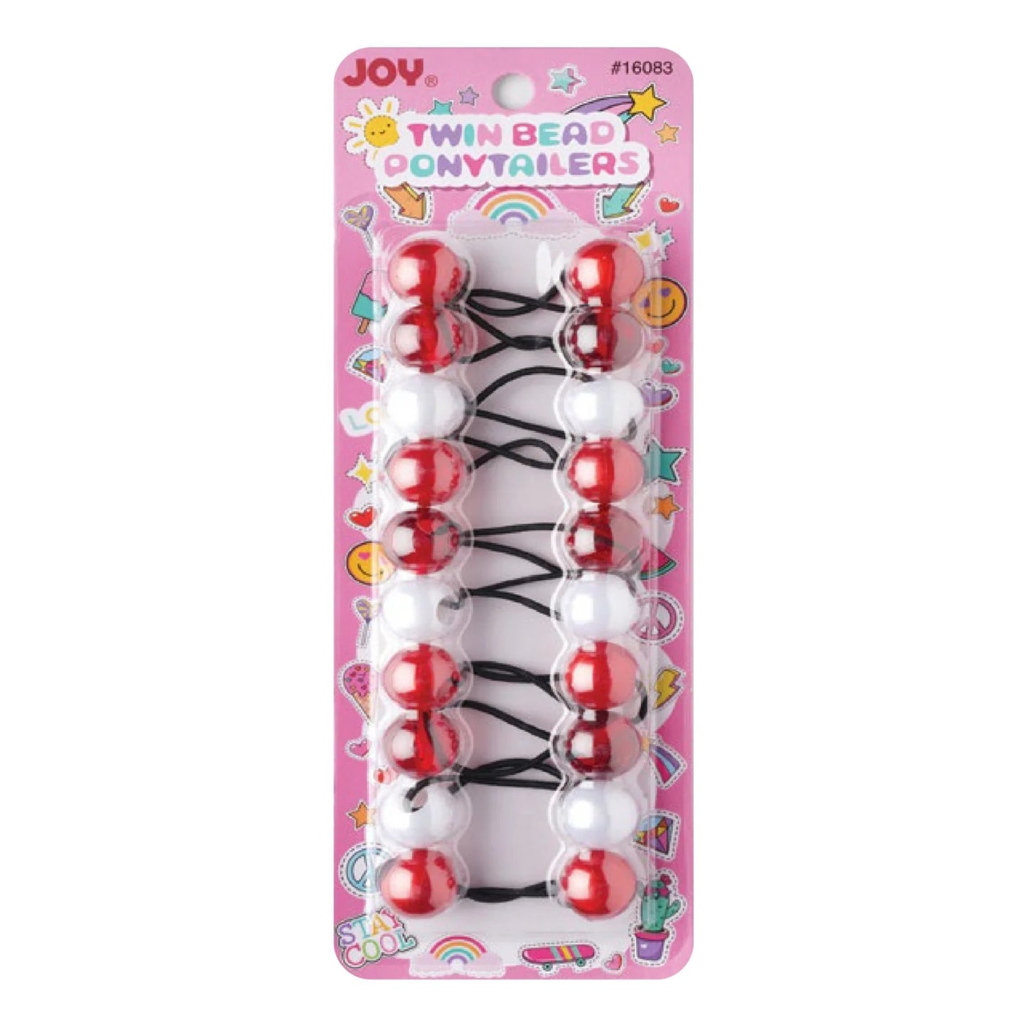 Joy Twin Beads Ponytailers Bobos 20mm 16083 Asst Red White