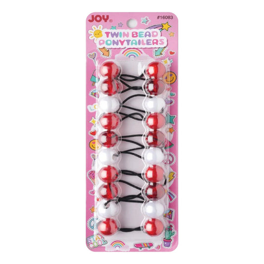 Joy Twin Beads Ponytailers Bobos 20mm 16083 Asst Red White