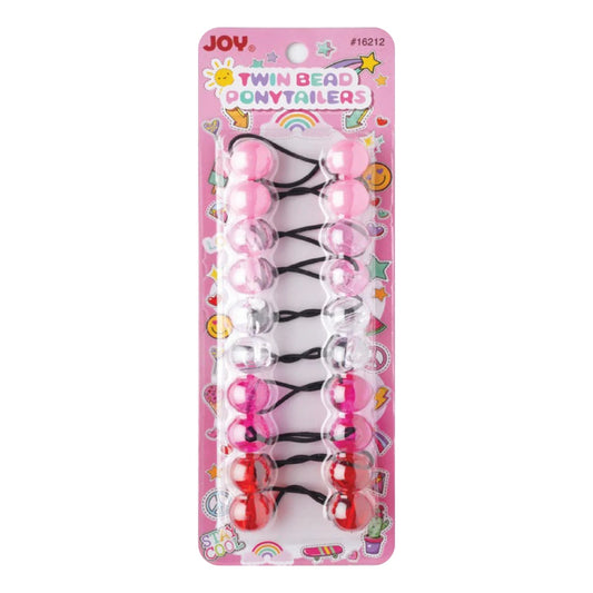 Joy Twin Beads Ponytailers Bobos 20mm 16212 Asst Pink & Red