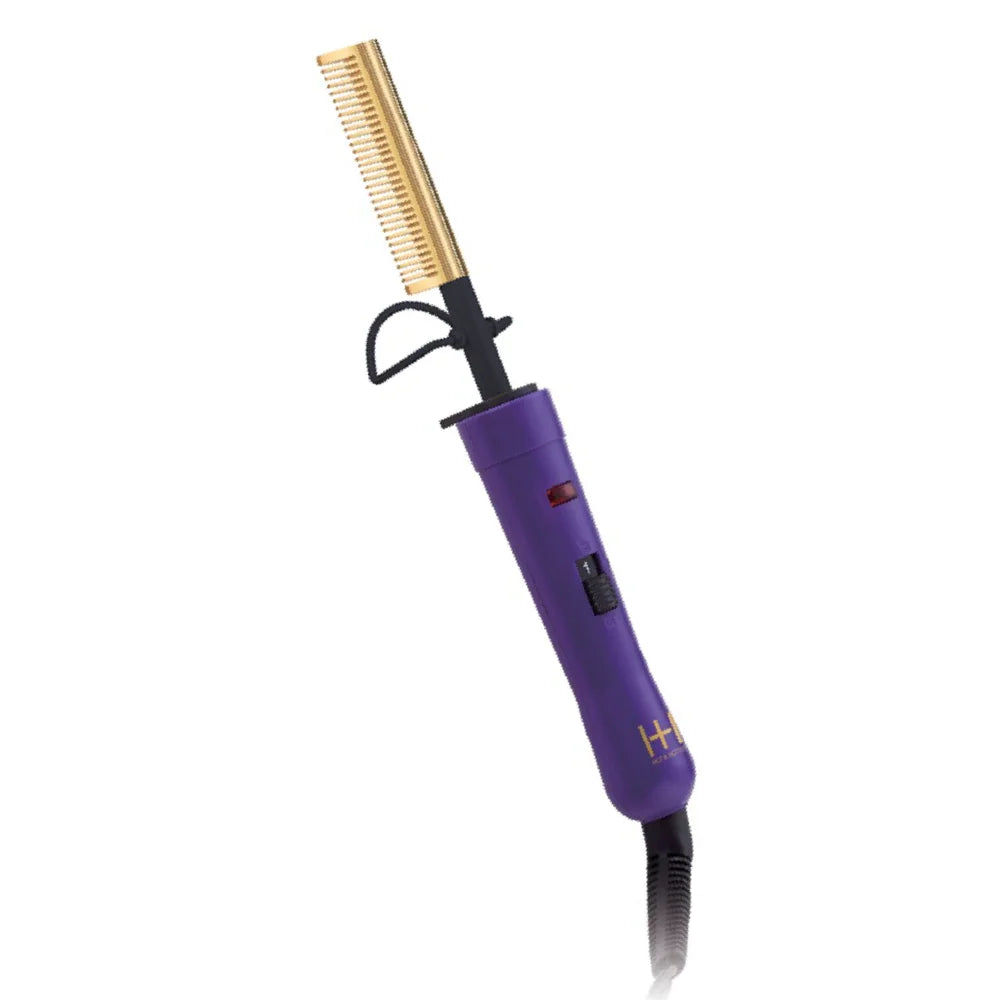 H&H Electric Pressing Comb Medium Teeth Temple Purple