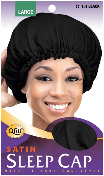 Qfitt Large Satin Sleep Cap - Black