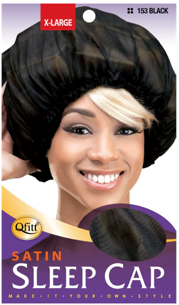 Qfitt X-Large Satin Sleep Cap - Black