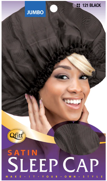 Qfitt Jumbo Satin Sleep Cap - Black