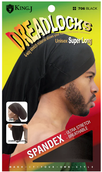 King J Dreadlock Spandex Cap Super Long Black