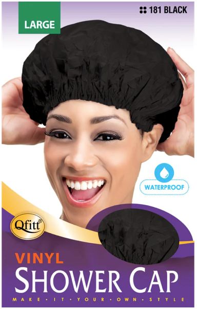 Qfitt Vinyl Shower Cap Large Black