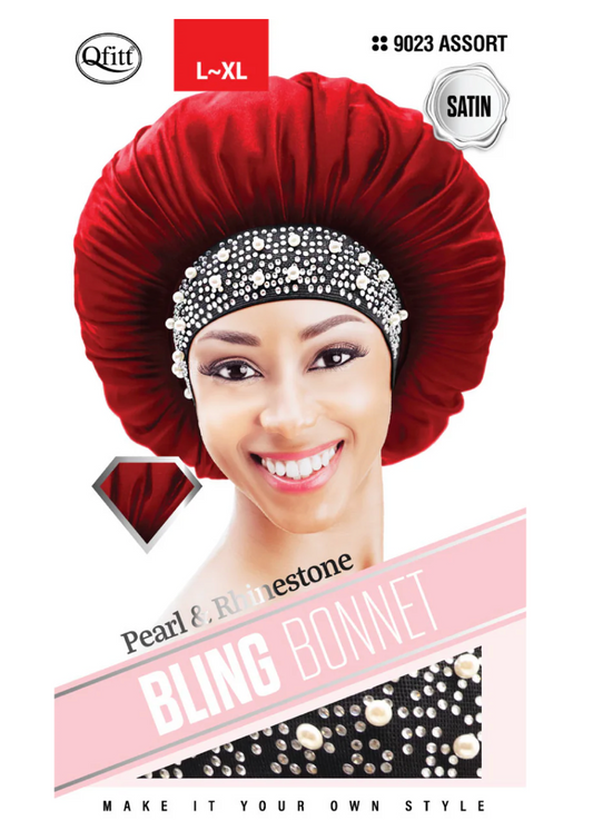 Qfitt Bling Satin Bonnet Pearl L-XL - Assorted