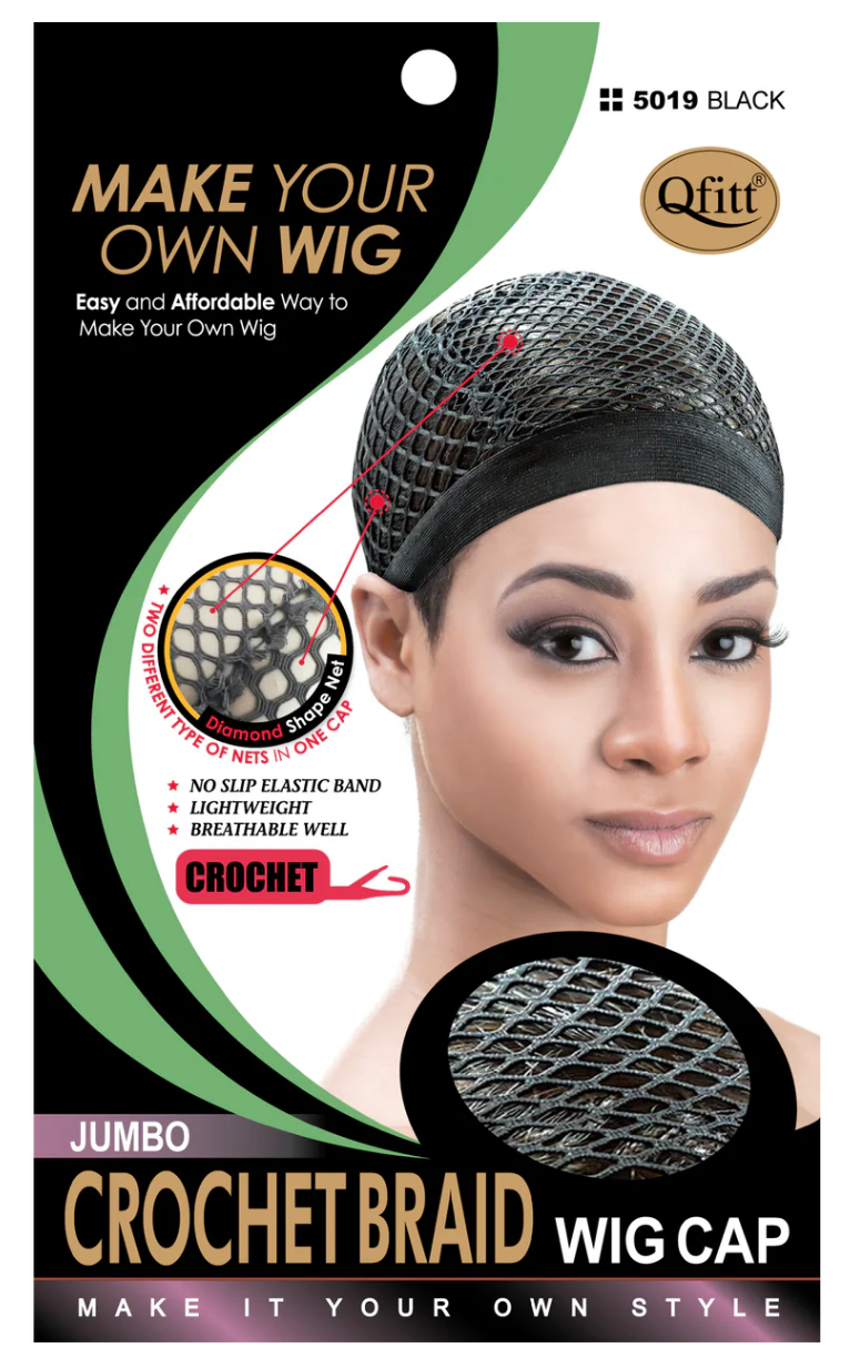 Qfitt Crochet Braid Wig Cap Jumbo Black
