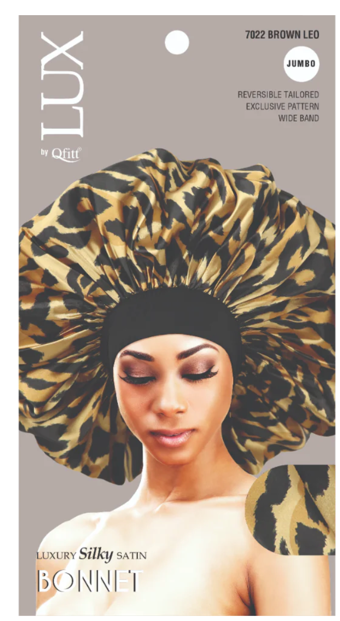 Qfitt Lux Silky Satin Bonnet Jumbo Leopard Assorted