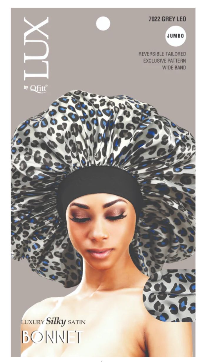 Qfitt Lux Silky Satin Bonnet Jumbo Leopard Assorted