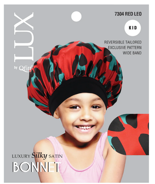 Qfitt Lux Silky Bonnet Kids Leopard Assorted