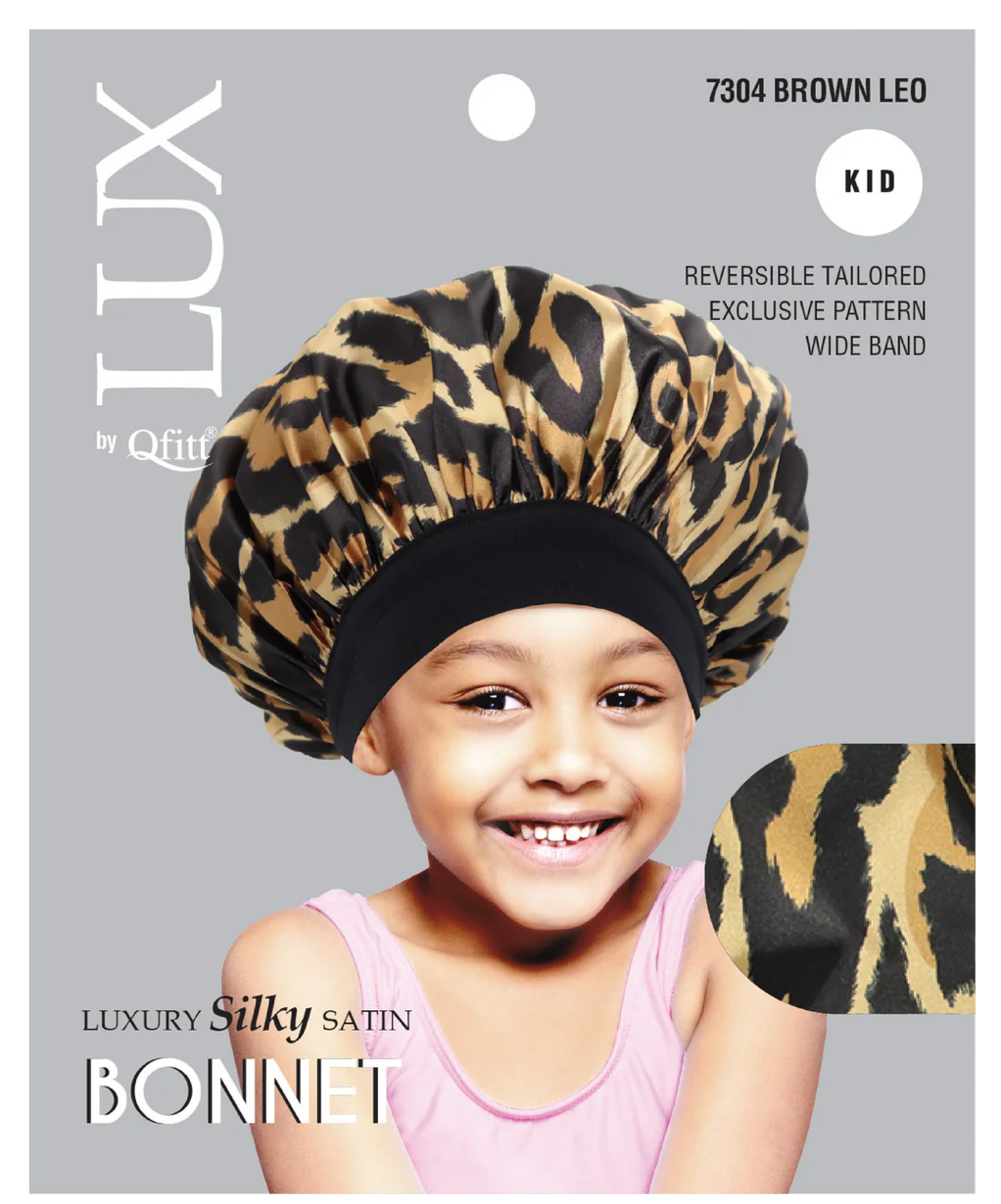 Qfitt Lux Silky Bonnet Kids Leopard Assorted