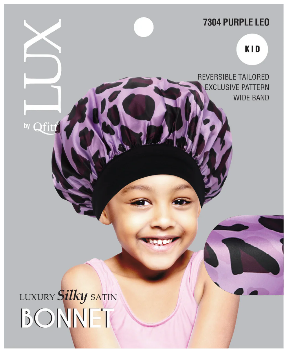 Qfitt Lux Silky Bonnet Kids Leopard Assorted