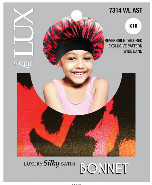 Qfitt Lux Silky Bonnet Kids Wild Leopard Assorted