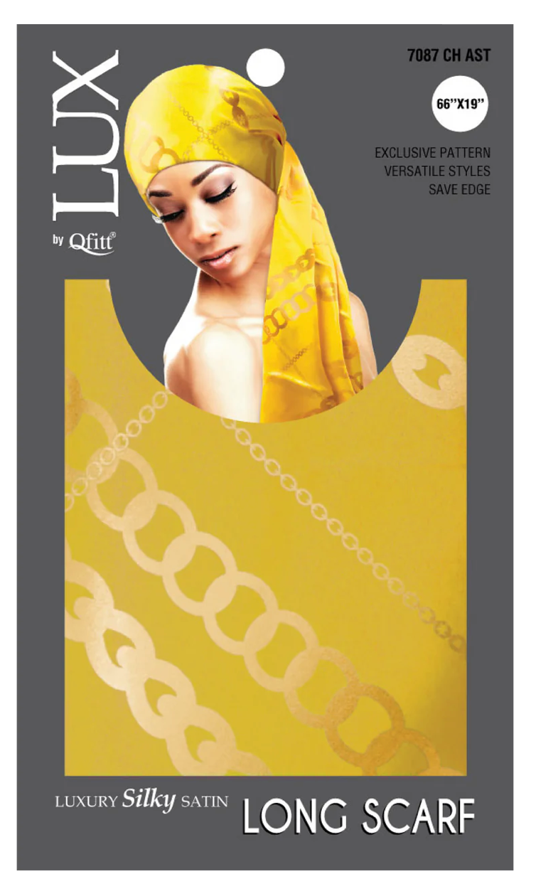 Qfitt Lux Silky Long Scarf 66" x 19" Chain Assorted