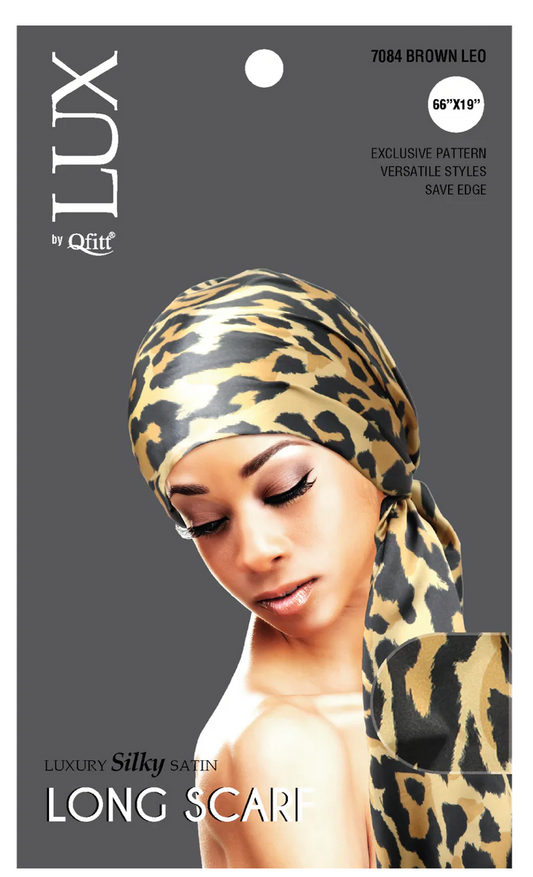 Qfitt Lux Silky Long Scarf 66" x 19" Leopard Assorted