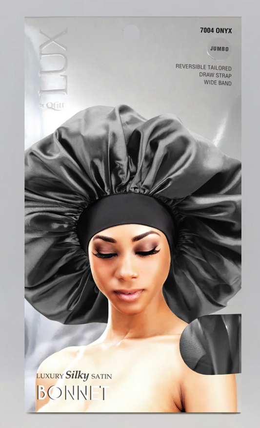 Qfitt Lux Silky Satin Bonnet Jumbo Onyx Black