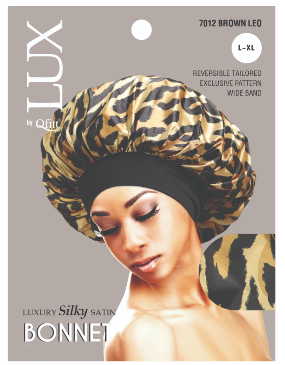 Qfitt Lux Silky Satin Bonnet L-XL Leopard Assorted