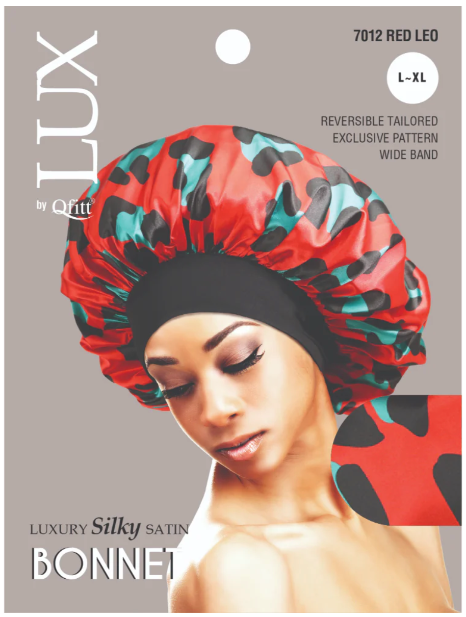 Qfitt Lux Silky Satin Bonnet L-XL Leopard Assorted