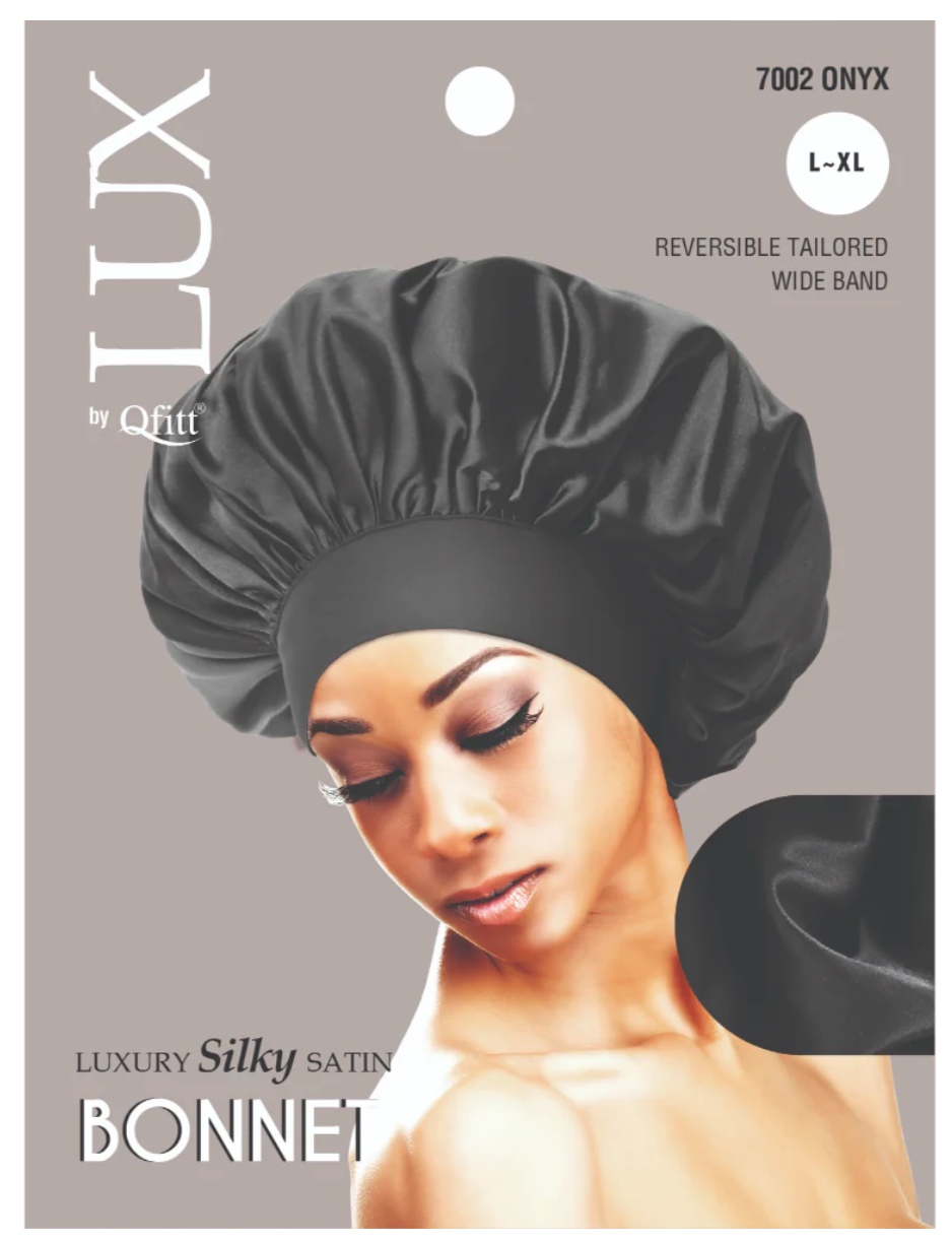 Qfitt Lux Silky Satin Bonnet L-XL Onyx Black