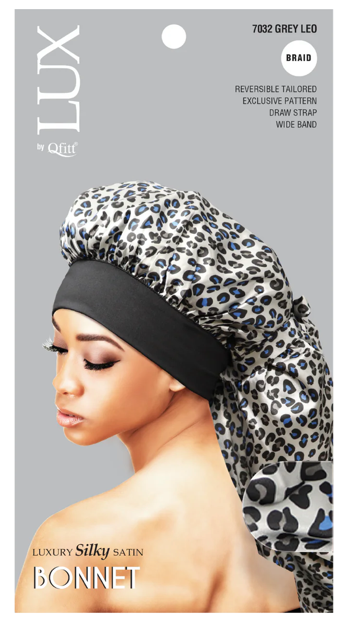 Qfitt Lux Silky Satin Braid Bonnet Leopard Assorted