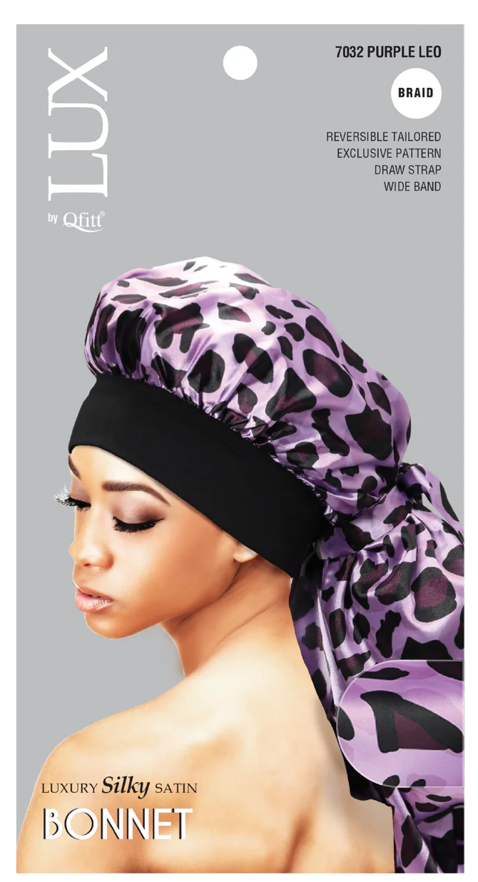 Qfitt Lux Silky Satin Braid Bonnet Leopard Assorted