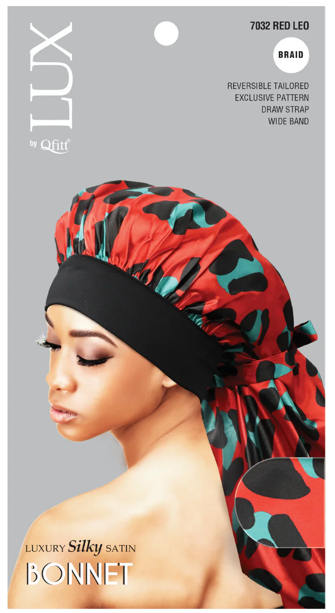 Qfitt Lux Silky Satin Braid Bonnet Leopard Assorted