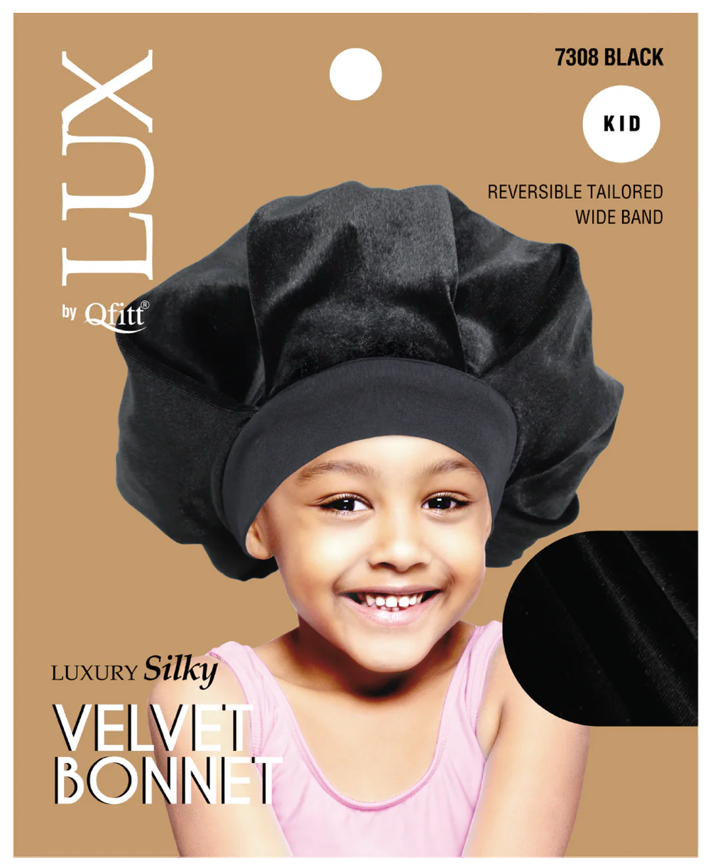 Qfitt Lux Silky Velvet Bonnet Kids Black