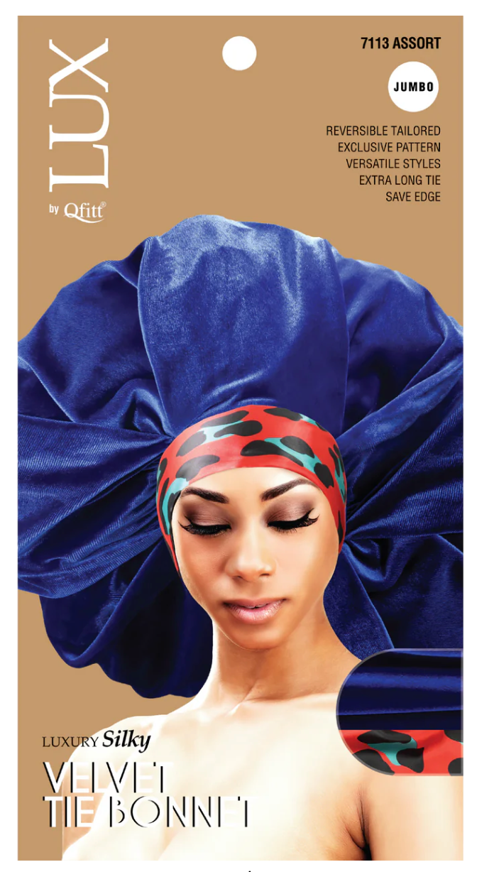 Qfitt Lux Silky Velvet Tie Bonnet Jumbo Assorted