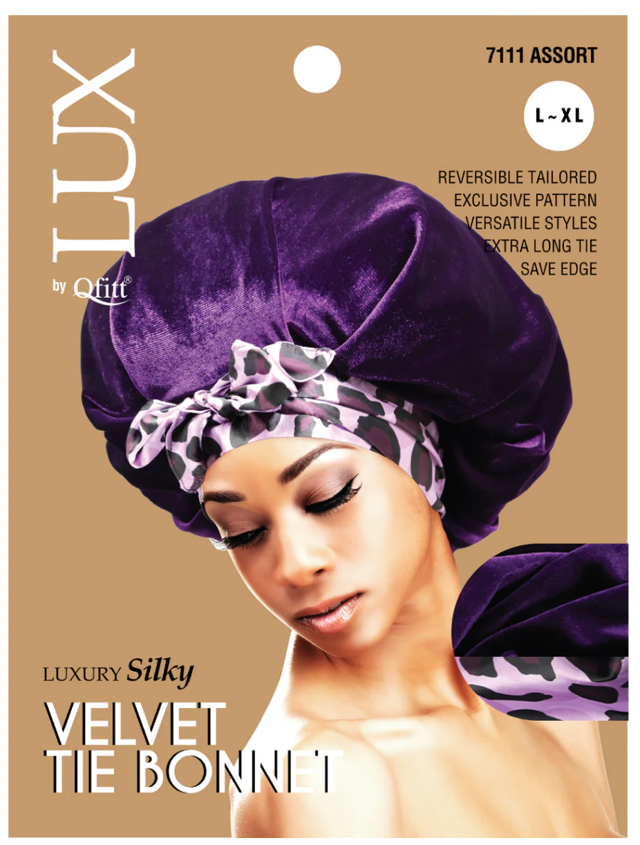 Qfitt Lux Silky Velvet Tie Bonnet L-XL Assorted