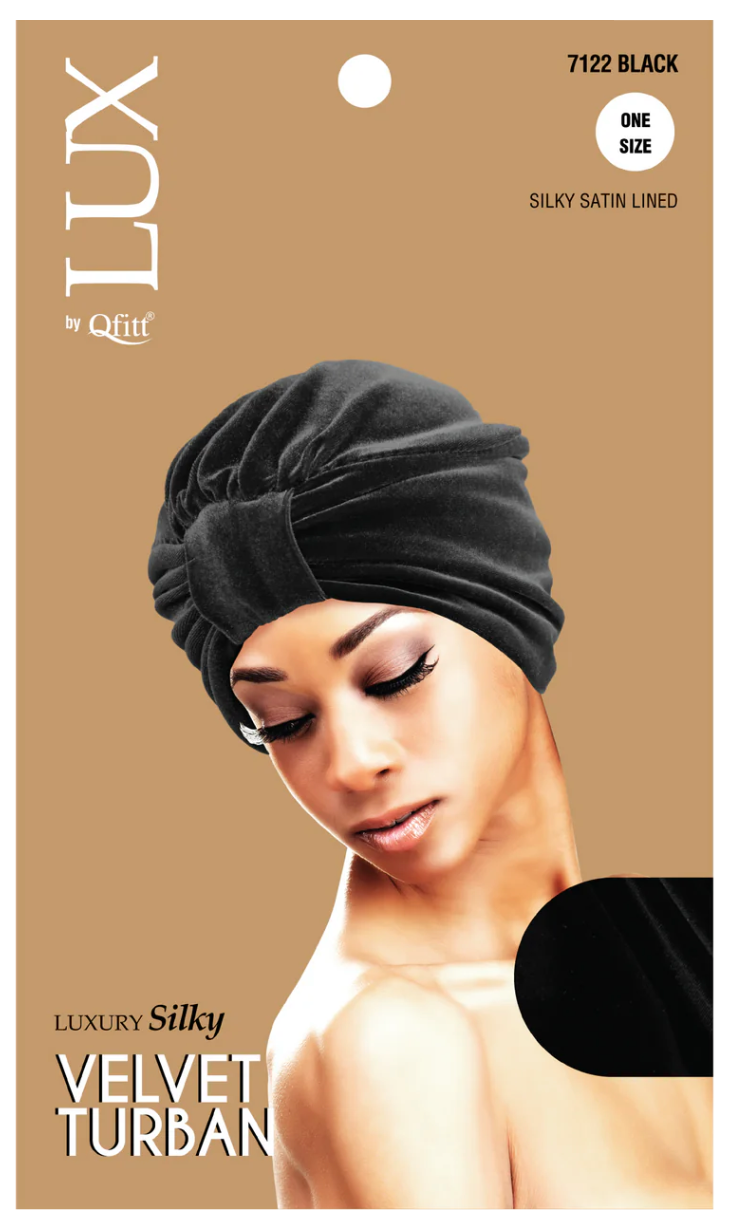 Qfitt Lux Silky Velvet Turban ONESIZE Black