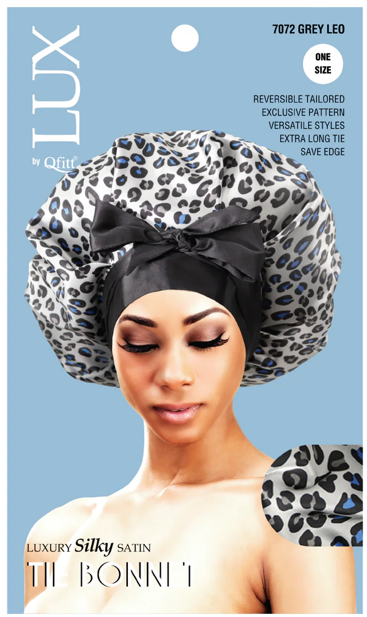 Qfitt Lux Tie Bonnet ONESIZE Leopard Assorted