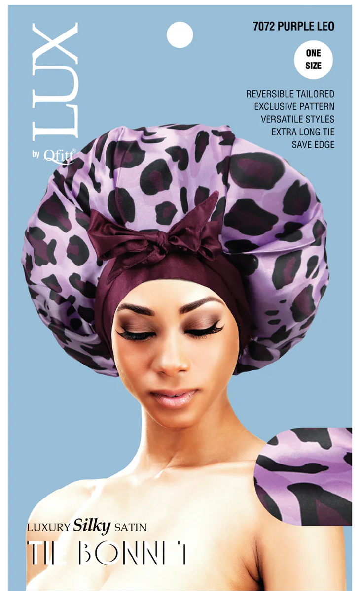 Qfitt Lux Tie Bonnet ONESIZE Leopard Assorted