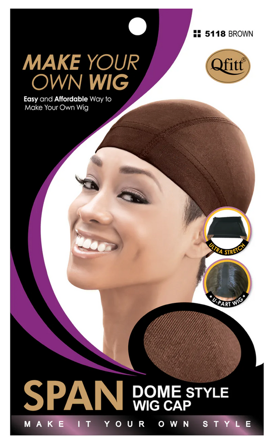Qfitt Spandex Dome Wig Cap Brown 5118
